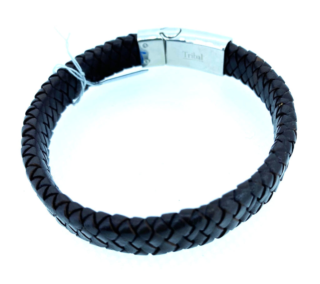 Tribal Brown Woven Leather Bracelet