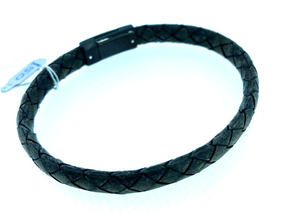 Unique - Men's Leather Bracelet Matt Steel Clasp