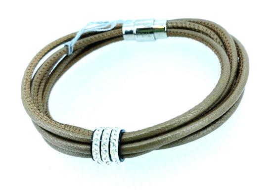 Tribal Leather and Stainless Steel Bracelet