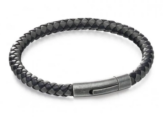 Fred Bennett Grey Blue Woven Leather Bracelet