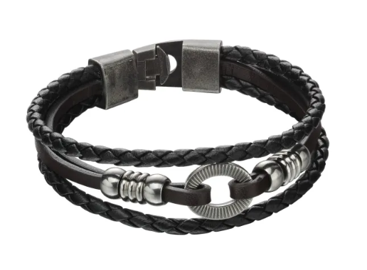 Fred Bennett – Textured Multi Row Black Leather Bracelet