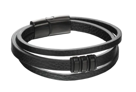 Fred Bennett – Three Row Black Leather Bracelet