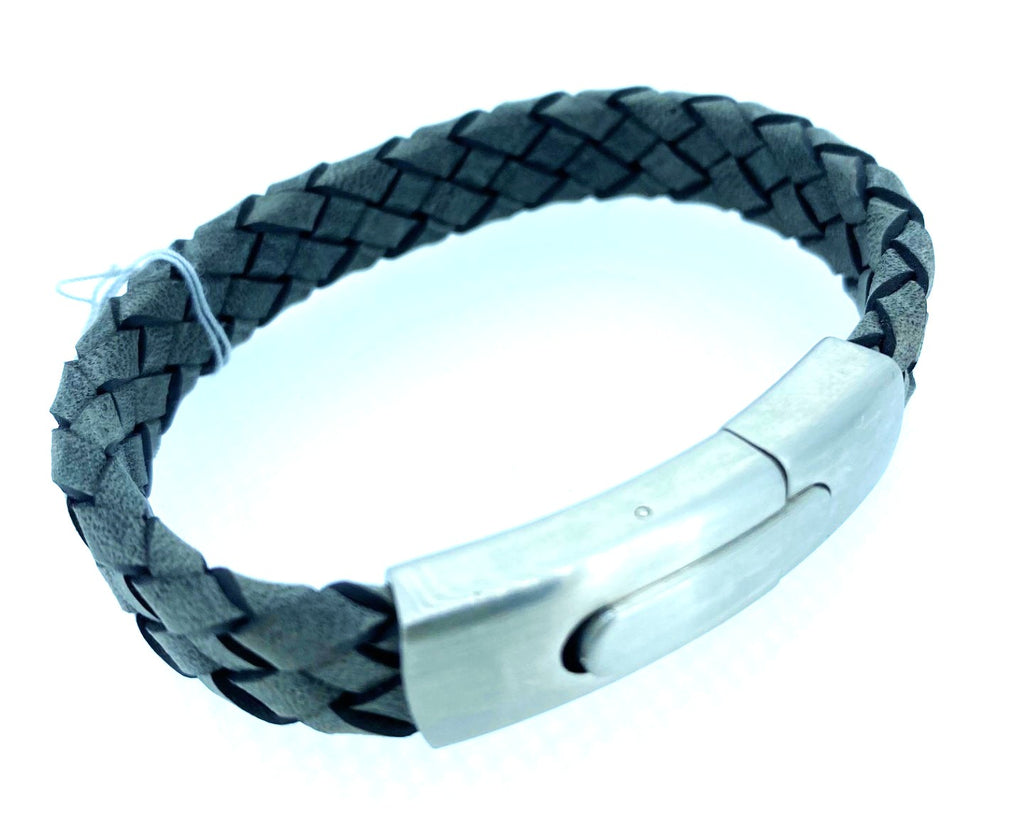 Tribal Leather and Stainless Steel Bracelet