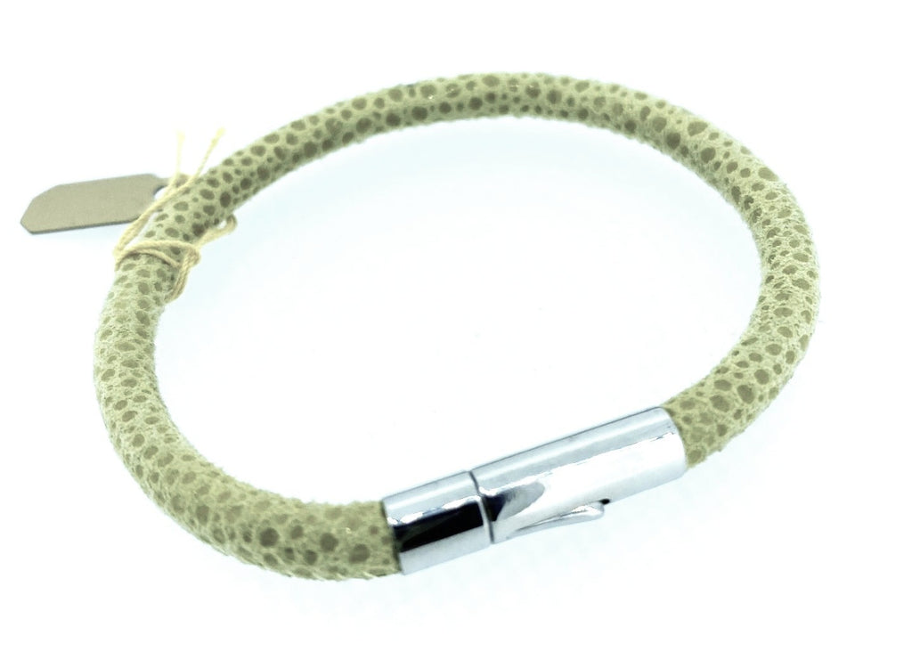 Tribal Leather and Stainless Steel Bracelet