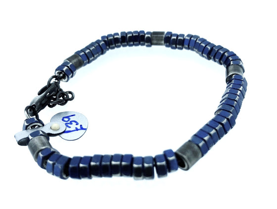 Unique - Men's petrol blue nut bracelet