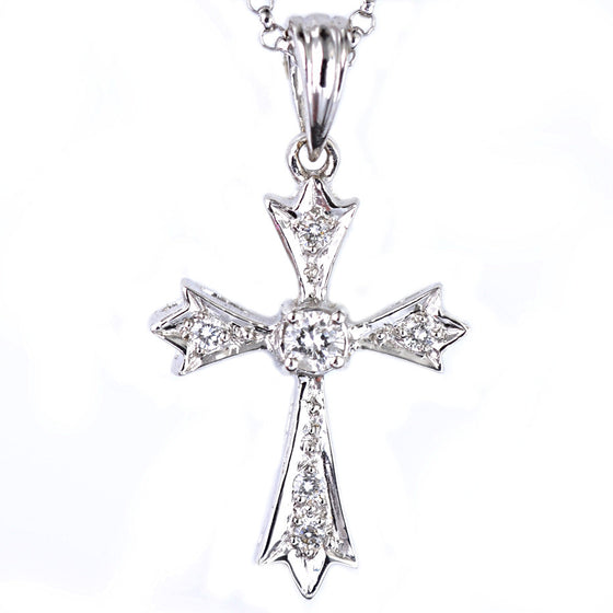 18ct White Gold Diamond Cross Pendant