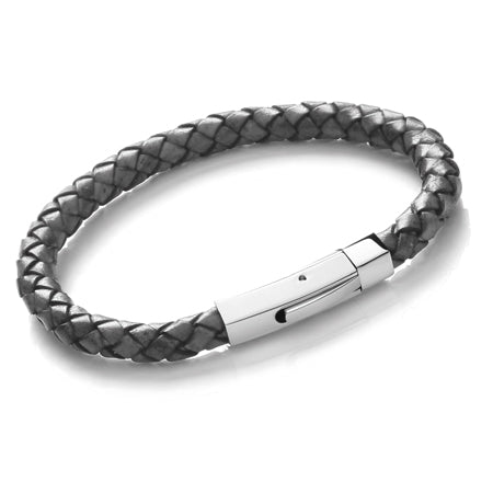 Tribal Leather and Stainless Steel Bracelet