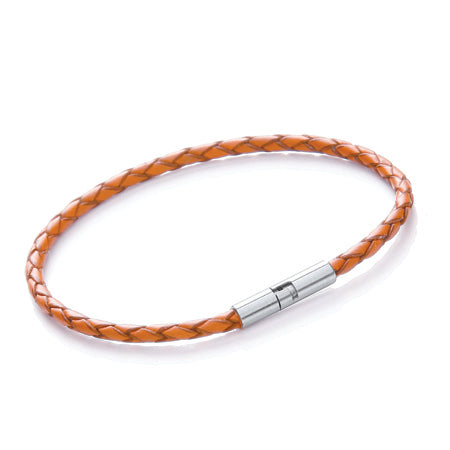 Tribal Leather and Stainless Steel Bracelet
