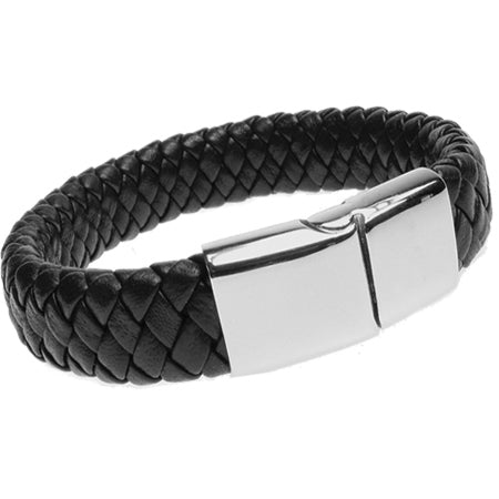 Tribal Leather and Stainless Steel Bracelet