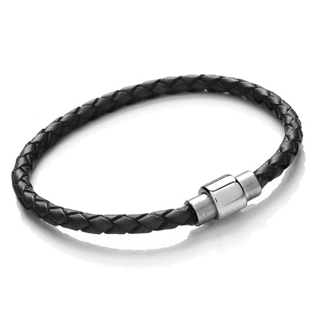 Tribal Leather and Stainless Steel Bracelet