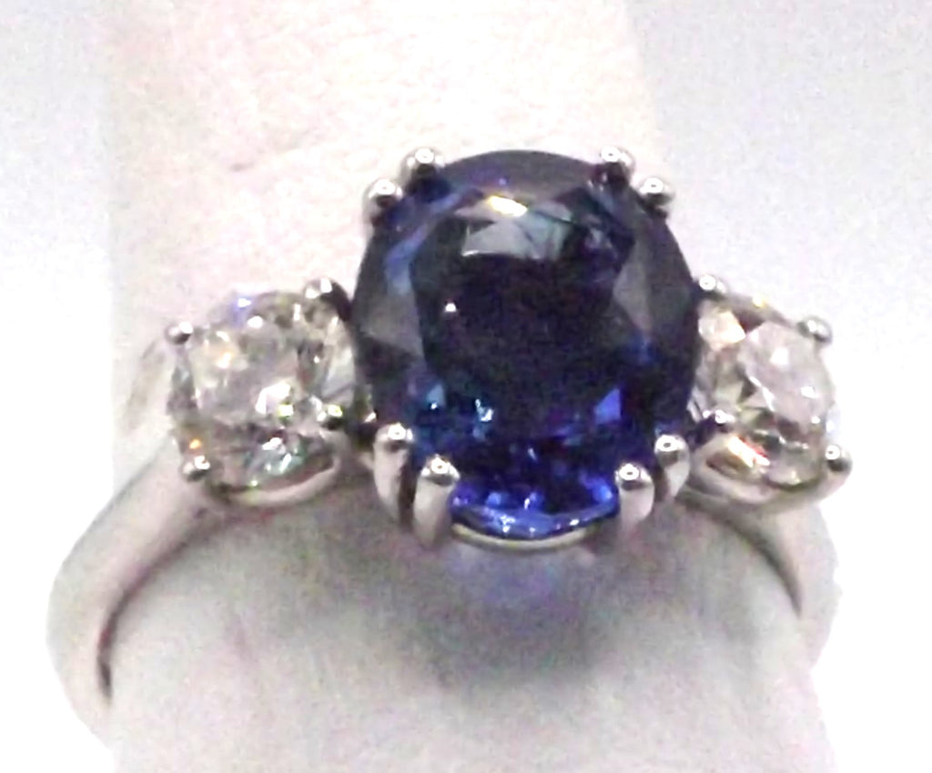 Platinum Sapphire and Diamond ring