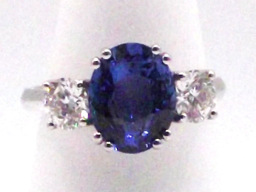 Platinum Sapphire and Diamond ring