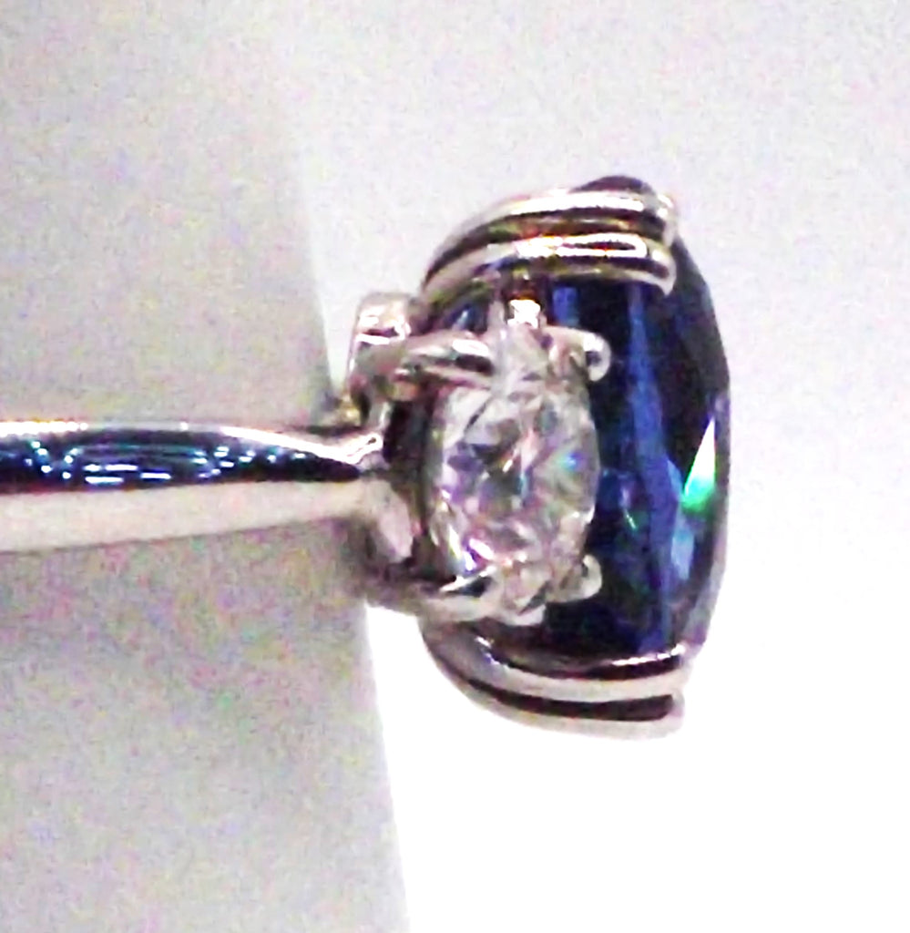 Platinum Sapphire and Diamond ring