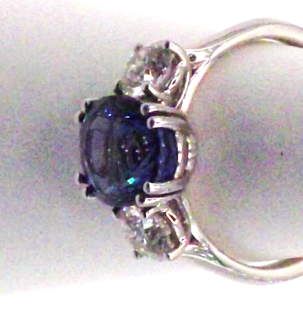 Platinum Sapphire and Diamond ring