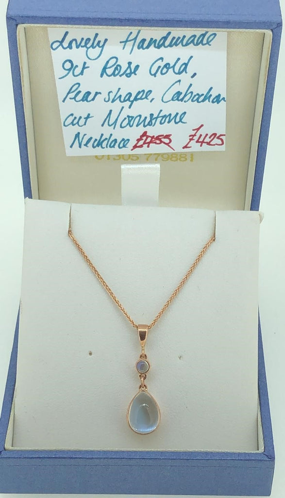9 ct Rose Gold pear shape moonstone necklace