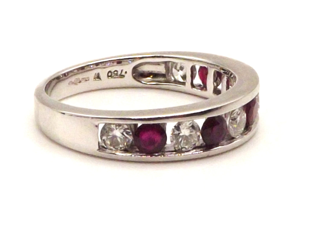 18 ct White Gold Ruby and Diamond Half eternity ring