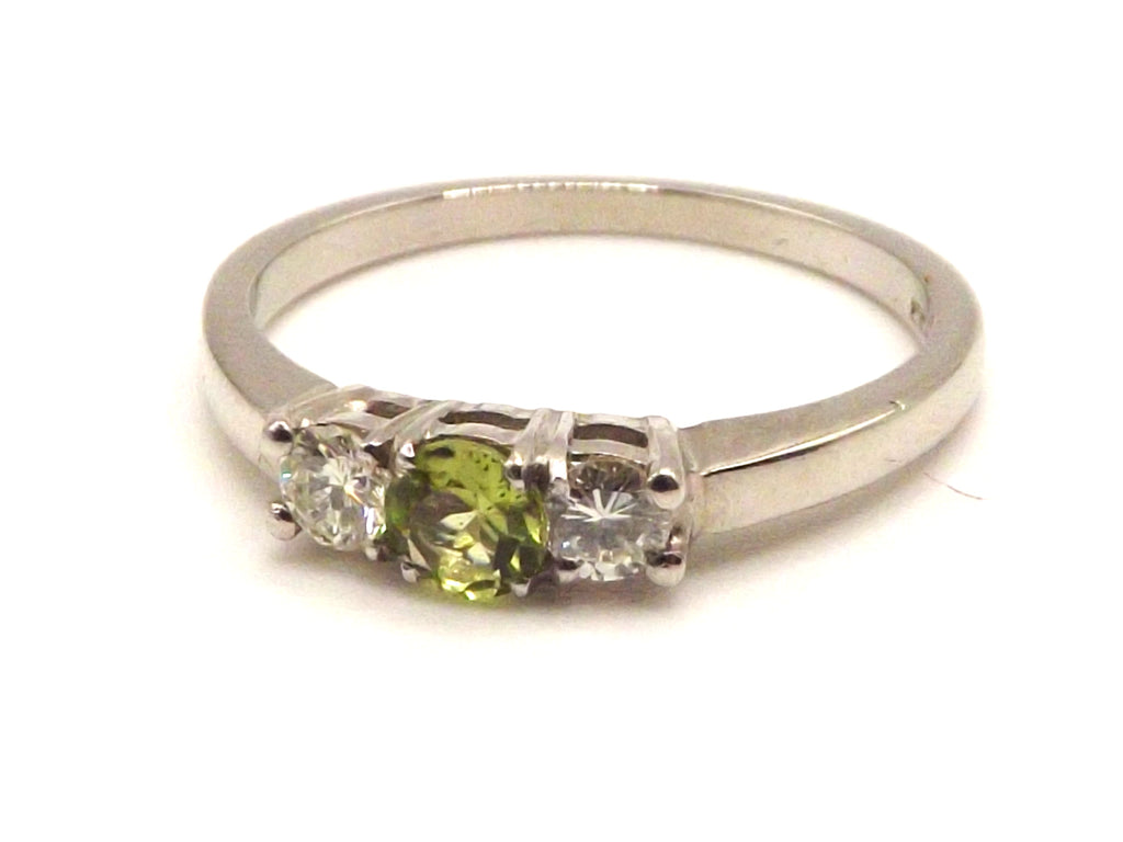 Palladium set with diamonds and peridot ring