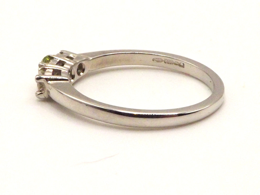 Palladium set with diamonds and peridot ring