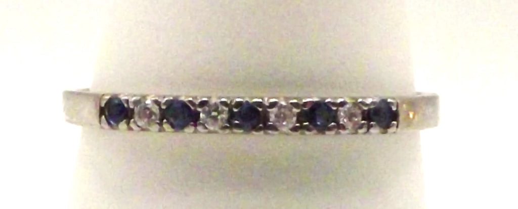 Palladium half eternity ring with sapphires and diamonds