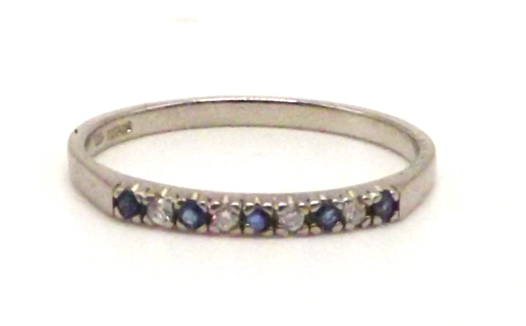 Palladium half eternity ring with sapphires and diamonds