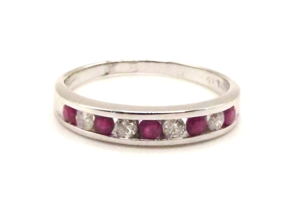 9 ct White Gold half eternity ring with rubys