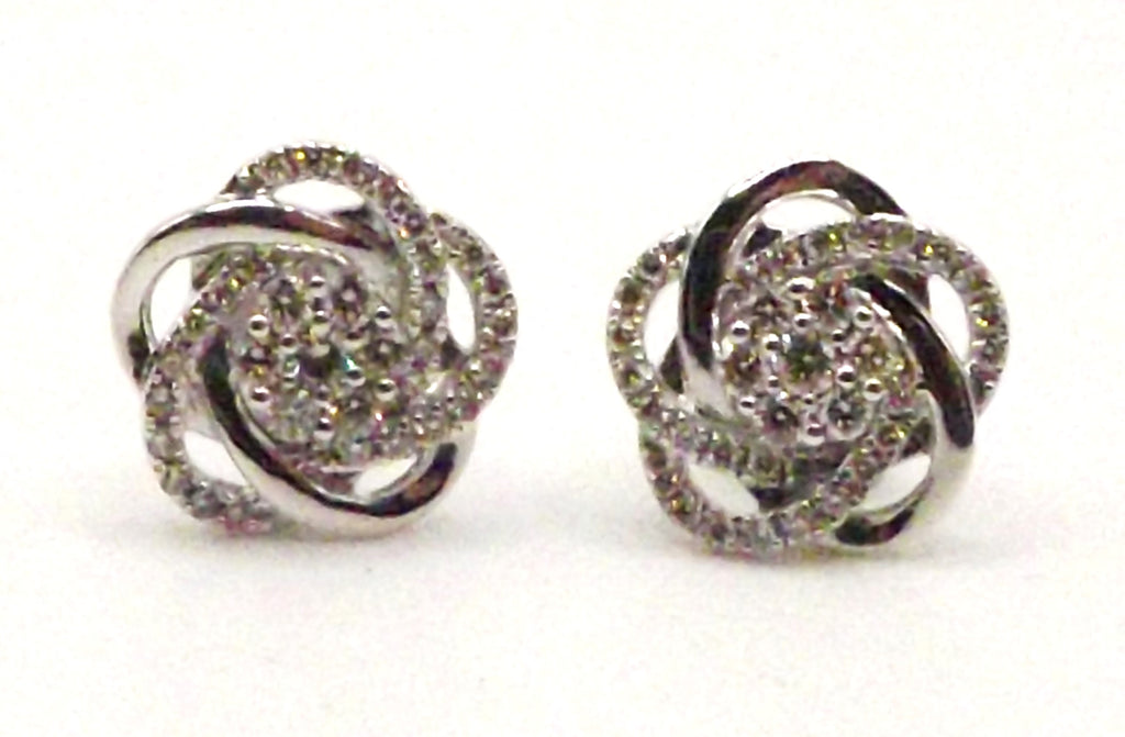 9ct White Gold Diamond Flower Studs