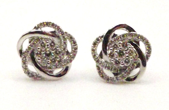 9ct White Gold Diamond Flower Studs