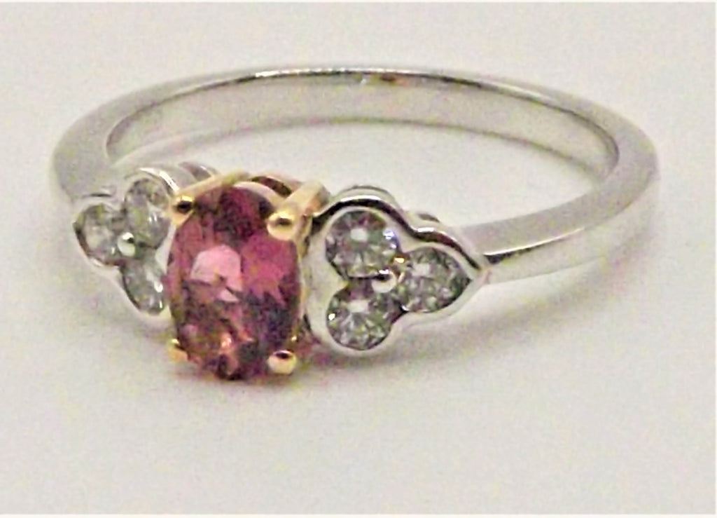 18 ct White & Yellow Gold with pink Touramaline & Diamonds