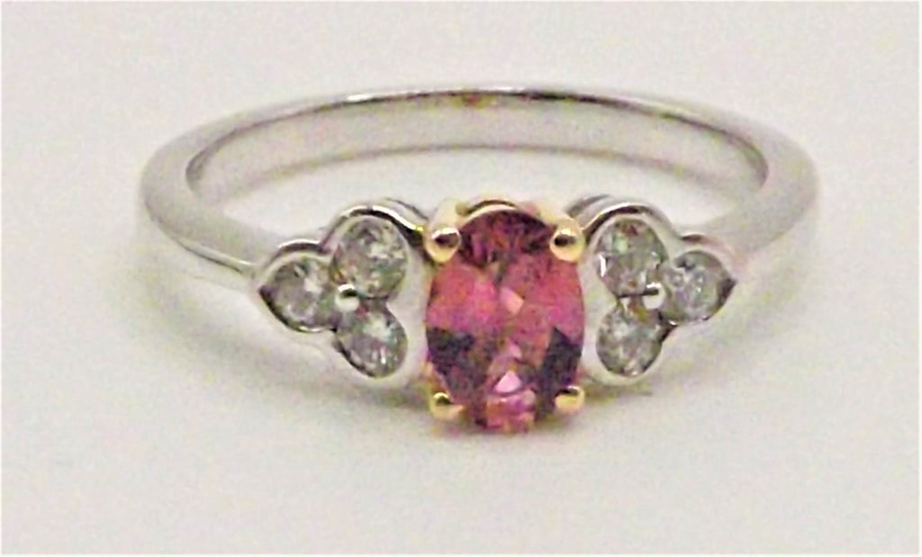 18 ct White & Yellow Gold with pink Touramaline & Diamonds