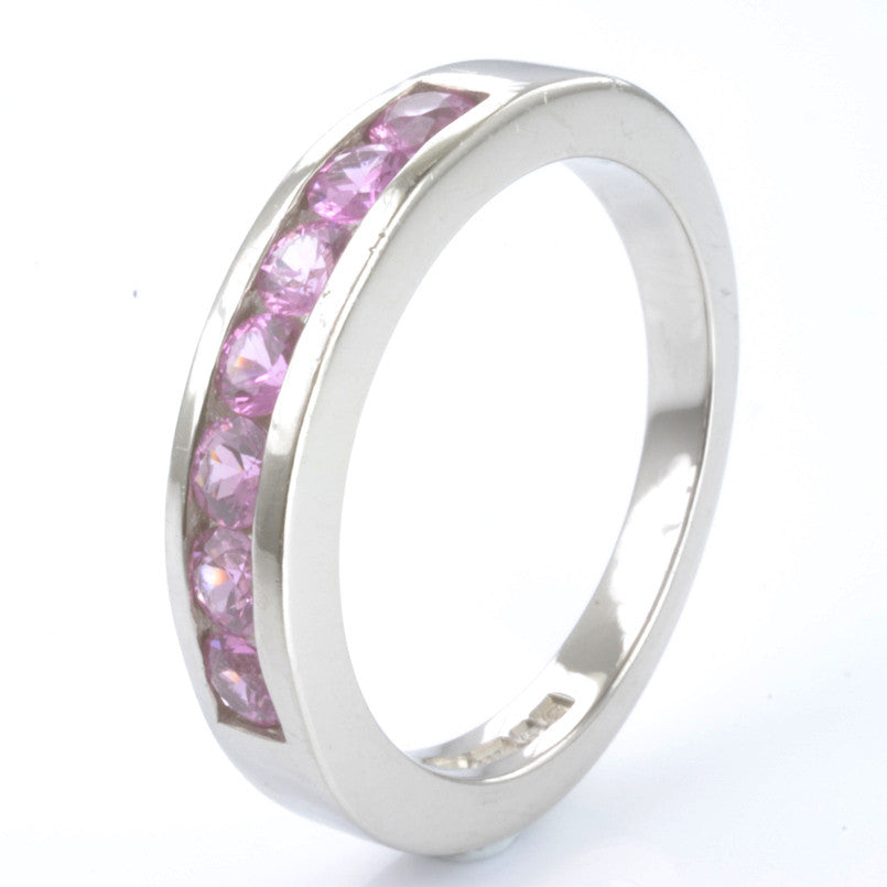 Palladium Pink Sapphire Half Eternity