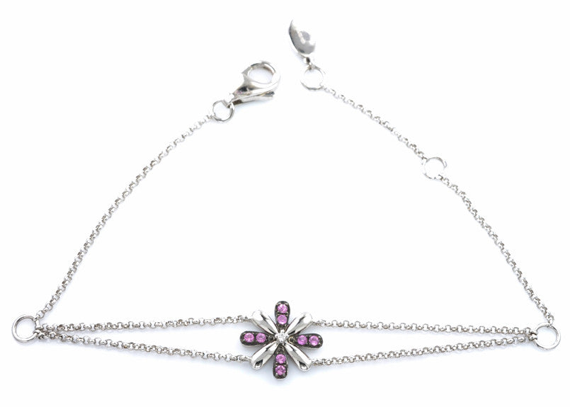 18ct White Gold Pink Sapphire and Diamond Bracelet